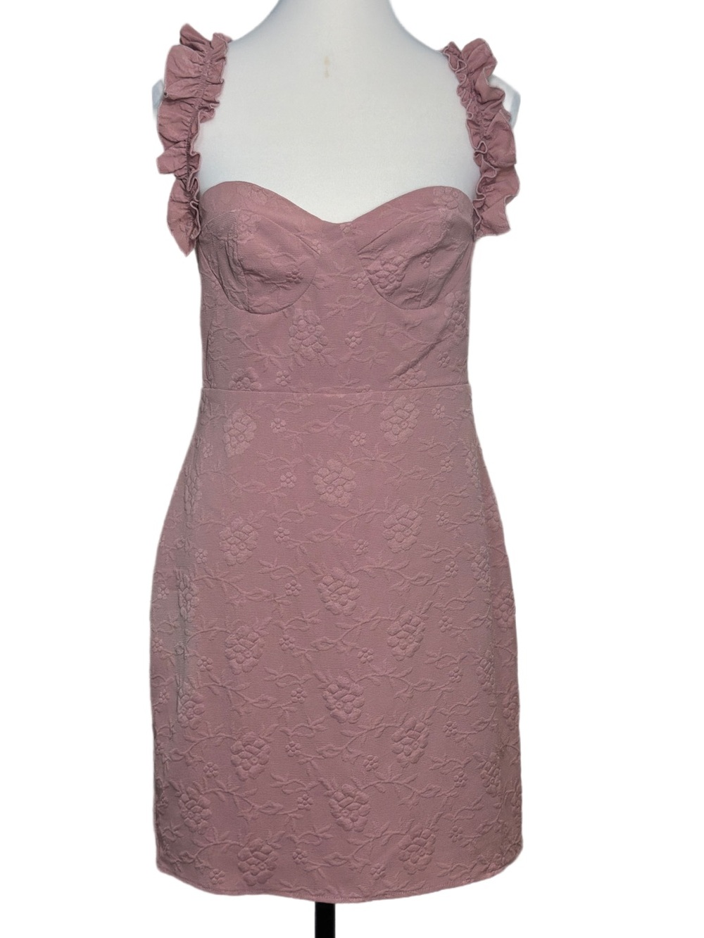 Lulu's Butterfly Kisses Mauve Pink Jacquard Mini Dress - Picture 2 of 15